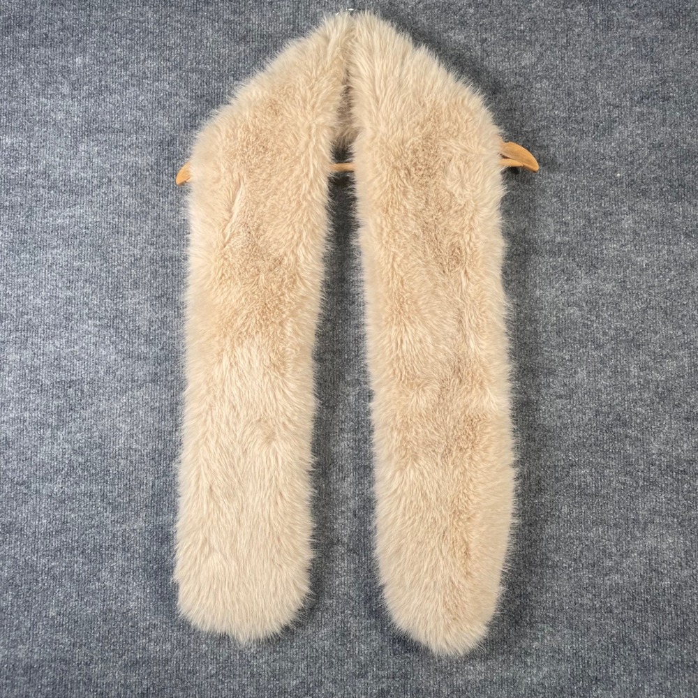 Vintage Havana Faux Fur Scarf Women OS Beige Plush Stole Mob Wife Glam Y2k Chic